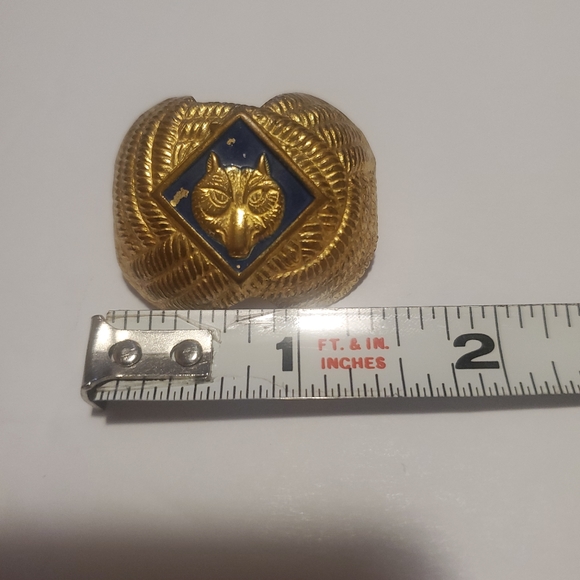 Boy Scout Cub Scout Wolf Blue Gold Tone Neckerchief Scarf Slide VTG - Picture 11 of 12